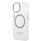 Husă Guess iPhone 15 Plus Metal Outline MagSafe, auriu – imagine 3
