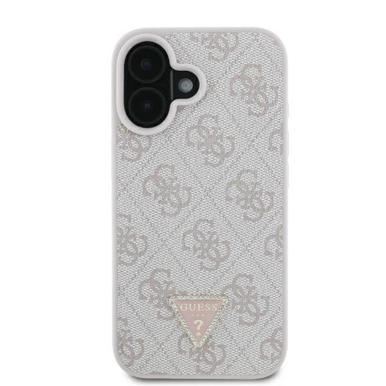 Husă Guess Leather Metal Logo Strass Crossbody pentru iPhone 16 – albastru