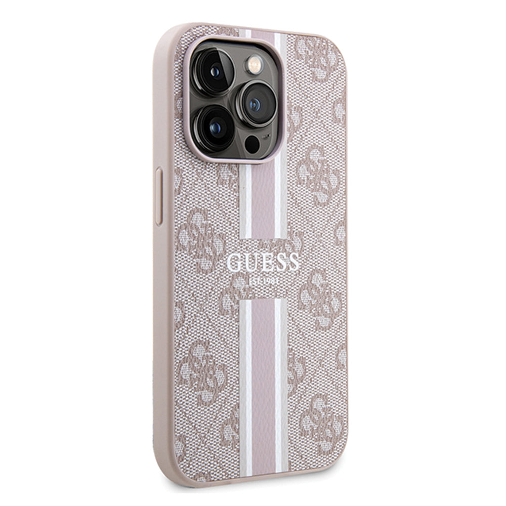 Husă Guess iPhone 15 Pro Hardcase 4G Printed Stripes MagSafe, roz – imagine 2