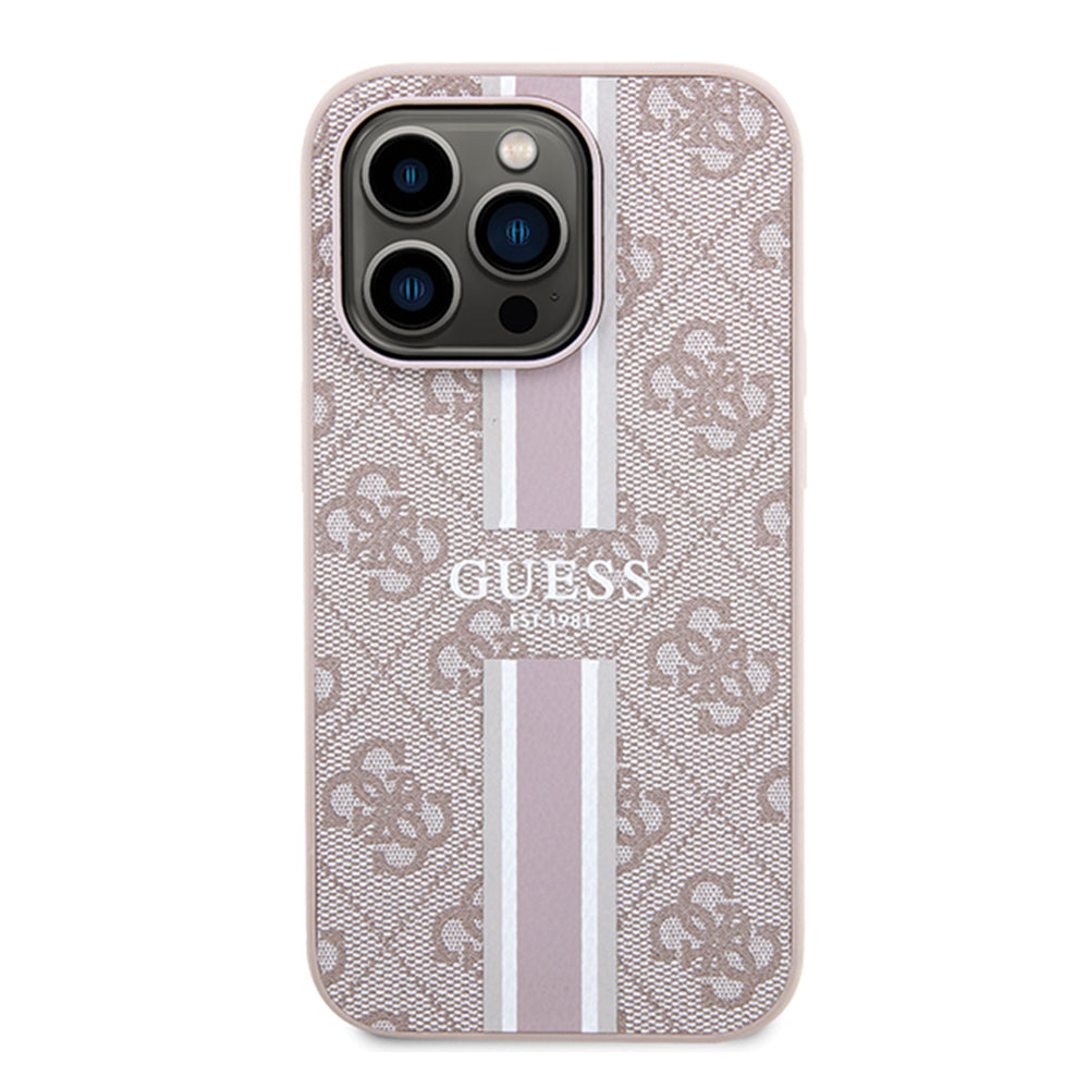 Husă Guess iPhone 15 Pro Hardcase 4G Printed Stripes MagSafe, roz – imagine 1
