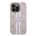 Husă Guess iPhone 15 Pro Hardcase 4G Printed Stripes MagSafe, roz – imagine 1
