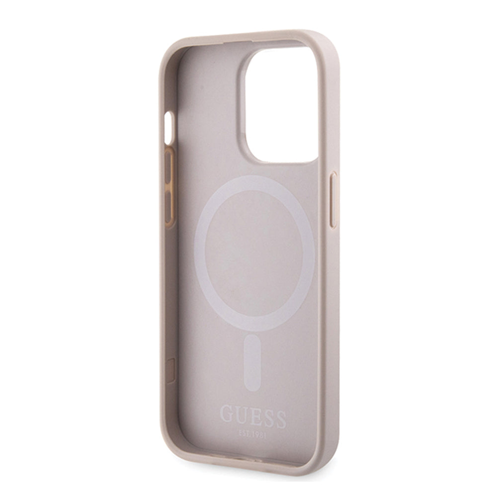 Husă Guess iPhone 15 Pro Hardcase 4G Printed Stripes MagSafe, roz – imagine 4