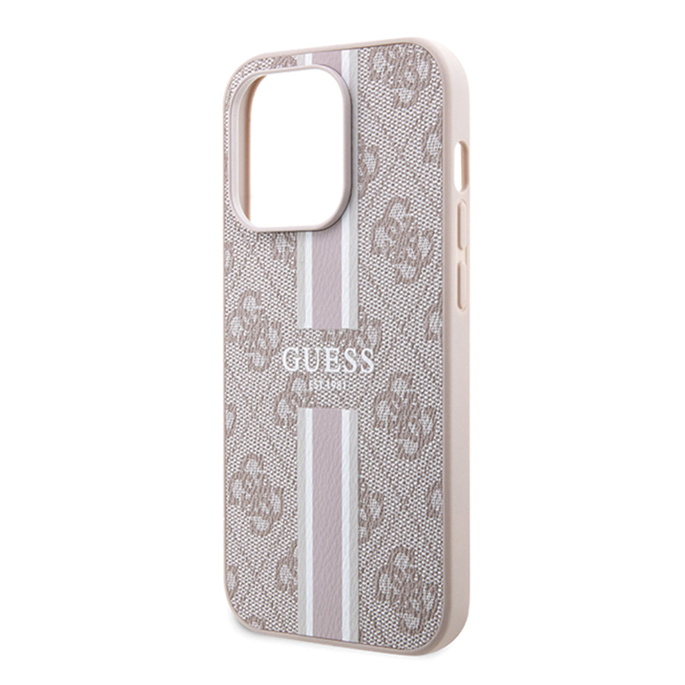 Husă Guess iPhone 15 Pro Hardcase 4G Printed Stripes MagSafe, roz – imagine 3