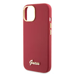 Husă Guess iPhone 15 Silicone Script Metal Logo & Frame, roșu – imagine 4