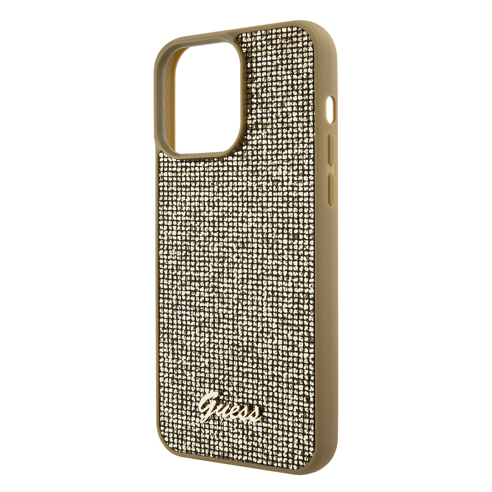Husă Guess iPhone 15 Pro Max Disco Metal Script, auriu – imagine 4