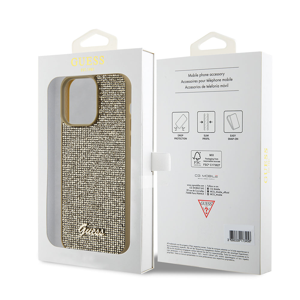 Husă Guess iPhone 15 Pro Max Disco Metal Script, auriu – imagine 7