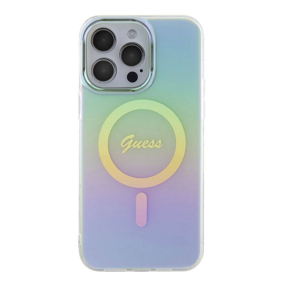 Husă Guess IML Iridescent MagSafe pentru iPhone 15 Pro Max – turcoaz