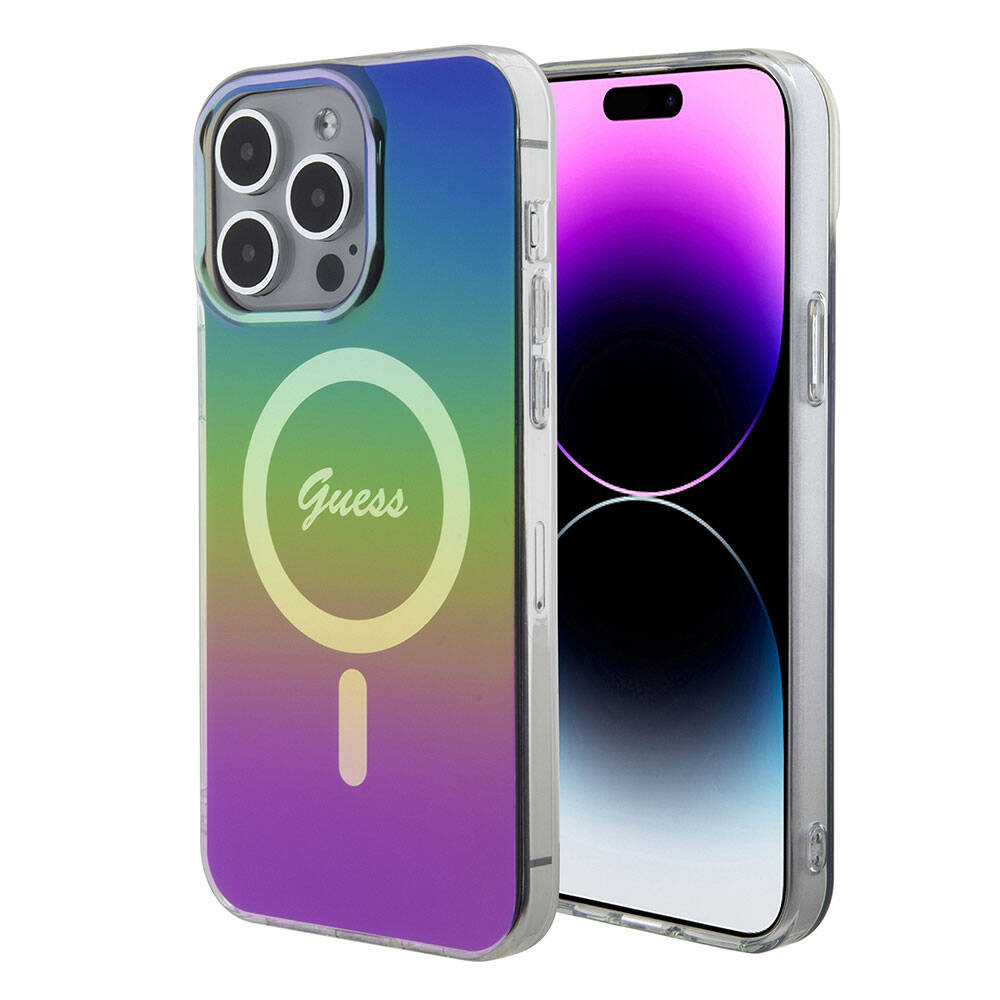 Husă Guess iPhone 15 Pro IML Iridescent MagSafe, rainbow – imagine 6