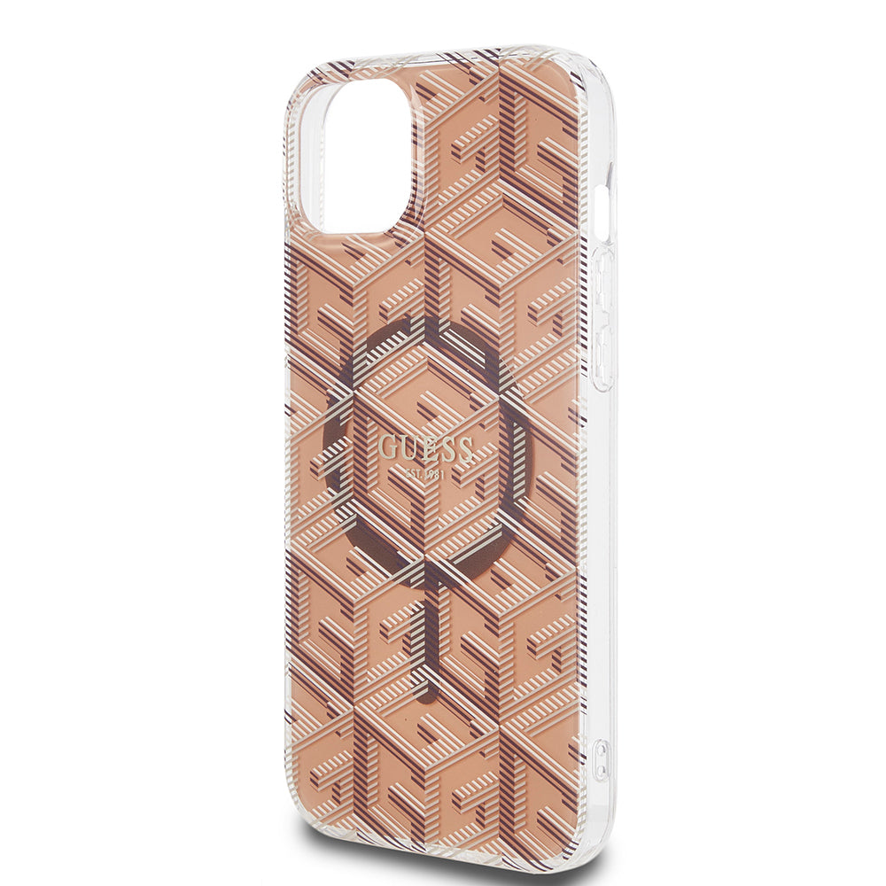 Husă Guess iPhone 15 Plus IML GCube MagSafe, maro – imagine 4