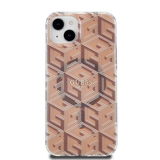 Husă Guess IML GCube MagSafe pentru iPhone 15 Plus – maro