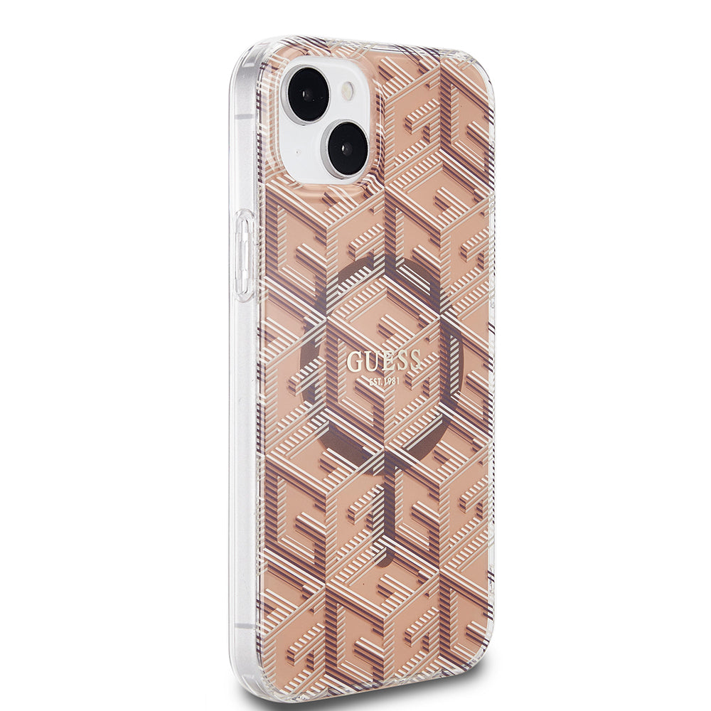 Husă Guess iPhone 15 Plus IML GCube MagSafe, maro – imagine 3