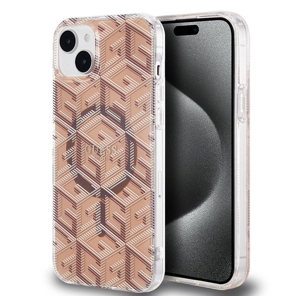 Husă Guess iPhone 15 Plus IML GCube MagSafe, maro – imagine 6