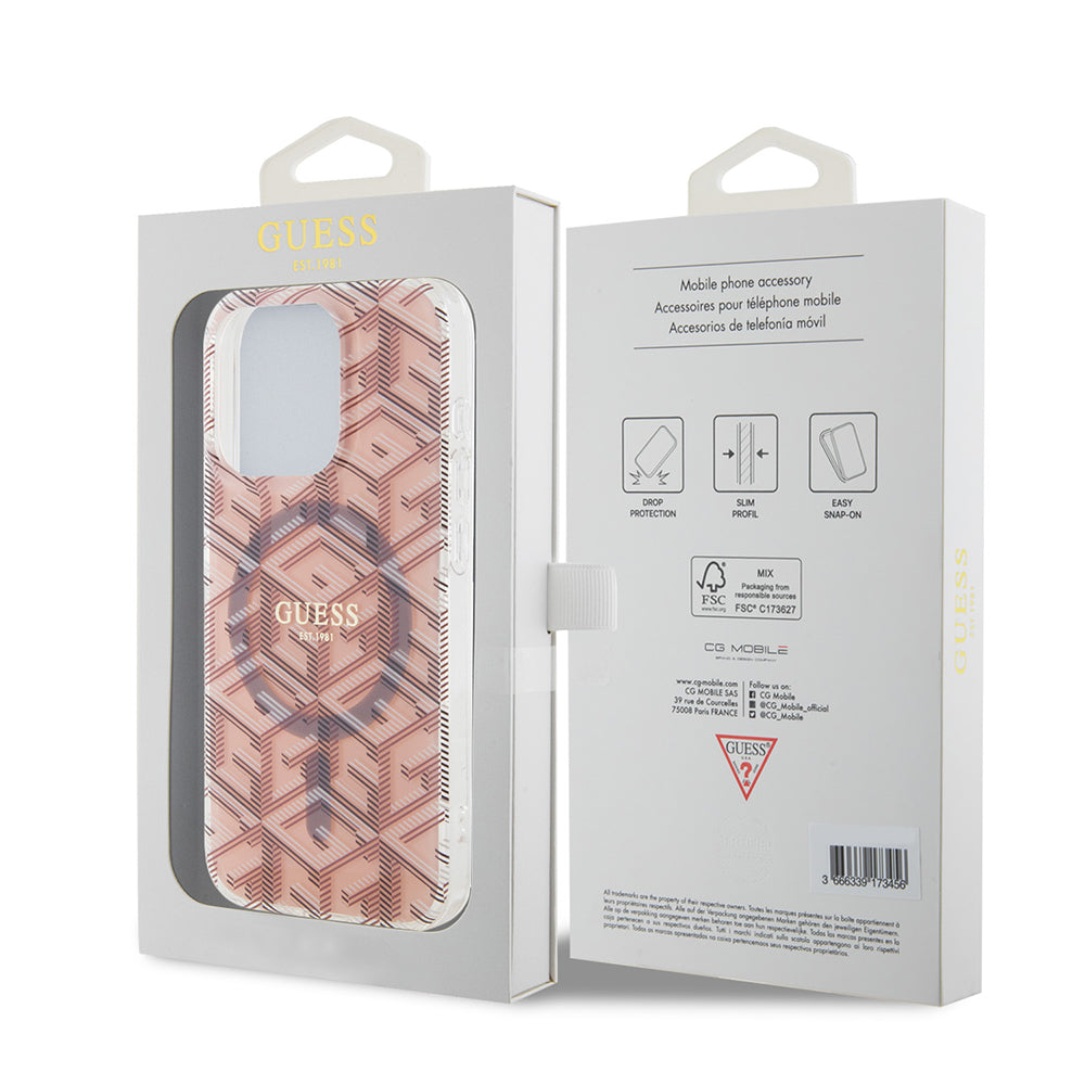 Husă Guess iPhone 15 Pro IML GCube MagSafe, roz – imagine 7