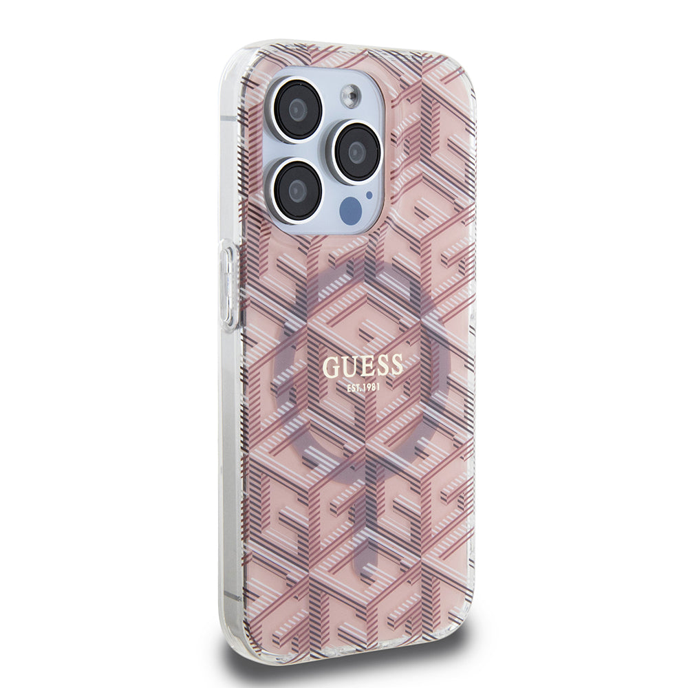 Husă Guess iPhone 15 Pro IML GCube MagSafe, roz – imagine 3
