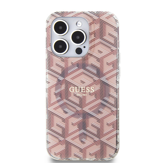 Husă Guess IML GCube MagSafe pentru iPhone 15 Pro – roz