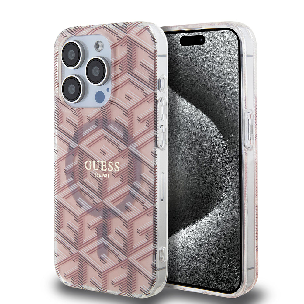 Husă Guess iPhone 15 Pro IML GCube MagSafe, roz – imagine 6
