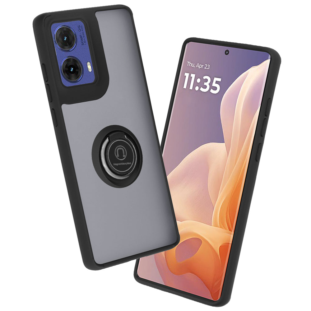 Husă Motorola Moto G85 Techsuit Glinth cu inel magnetic, negru – imagine 1