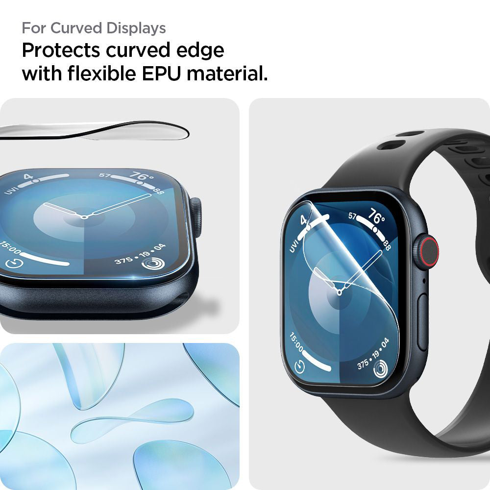 Set 2 folii flexibile Spigen Elite Shield EZ Fit Apple Watch Series 11 / 10 (42 mm) – imagine 7