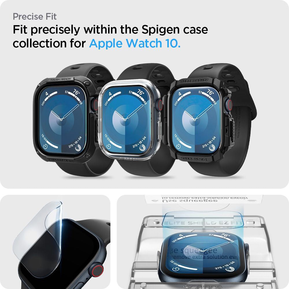 Set 2 folii flexibile Spigen Elite Shield EZ Fit Apple Watch Series 11 / 10 (42 mm) – imagine 6