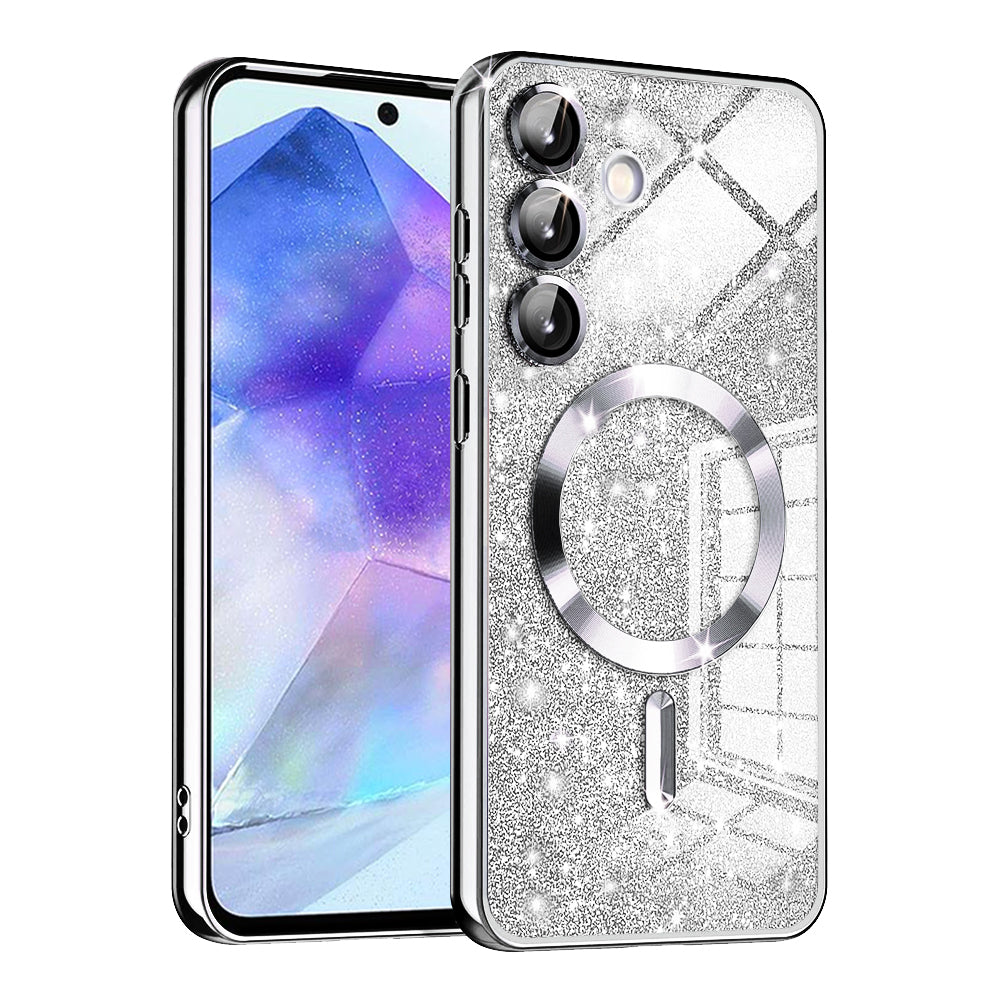 Husă Techsuit Luxury Glitter MagSafe Galaxy A55 5G – Argintiu – imagine 3