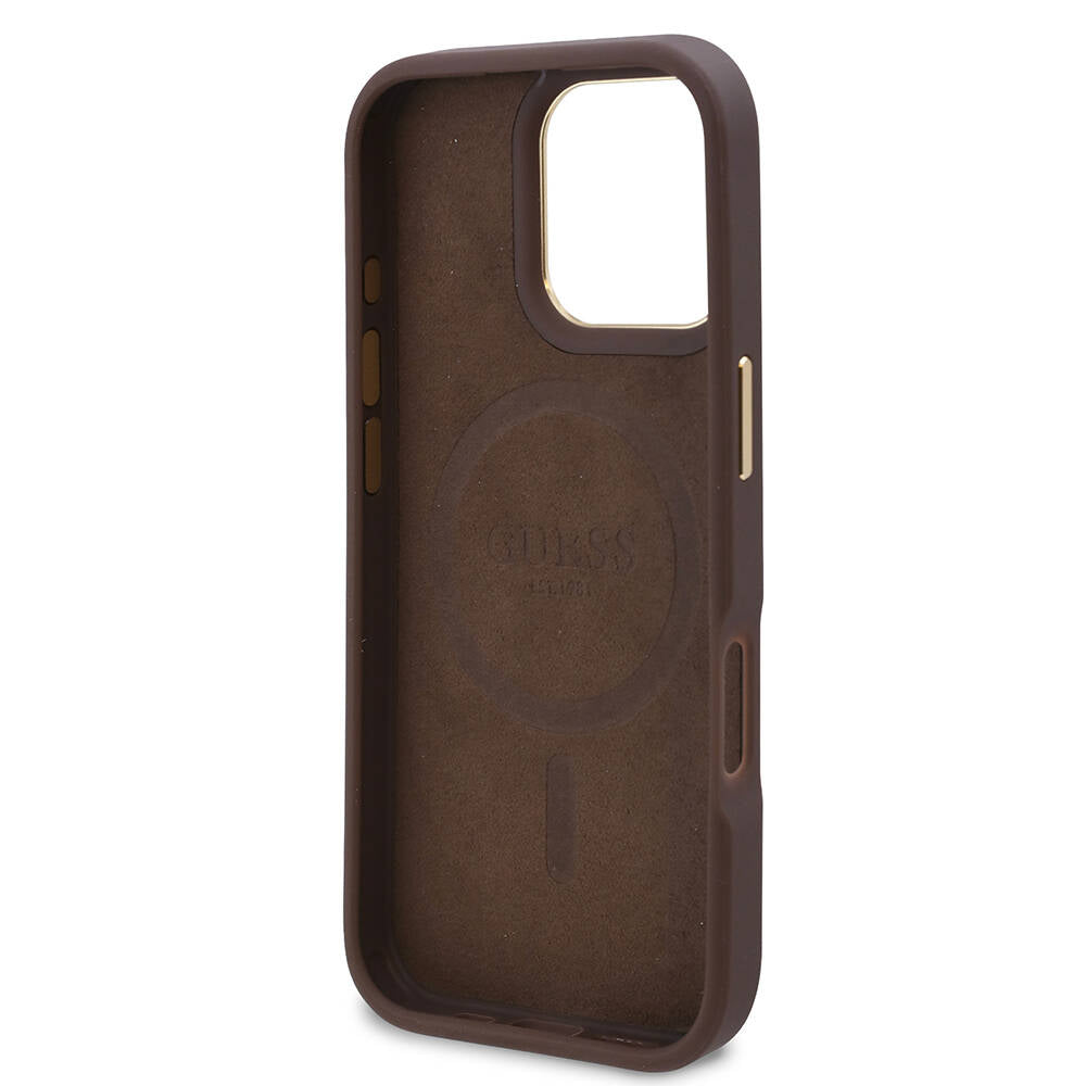 Husă Guess iPhone 16 Pro Hardcase 4G Logo Plate MagSafe, albastru – imagine 5
