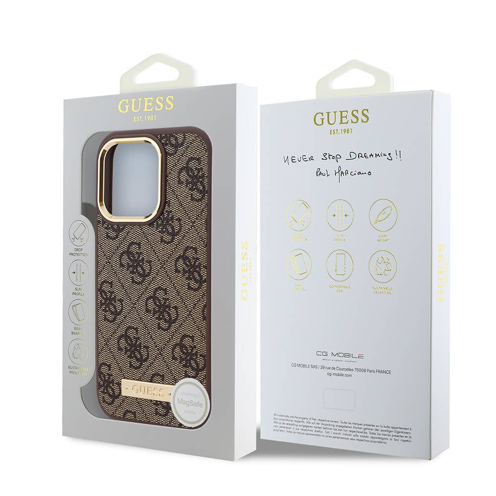 Husă Guess iPhone 16 Pro Hardcase 4G Logo Plate MagSafe, albastru – imagine 7