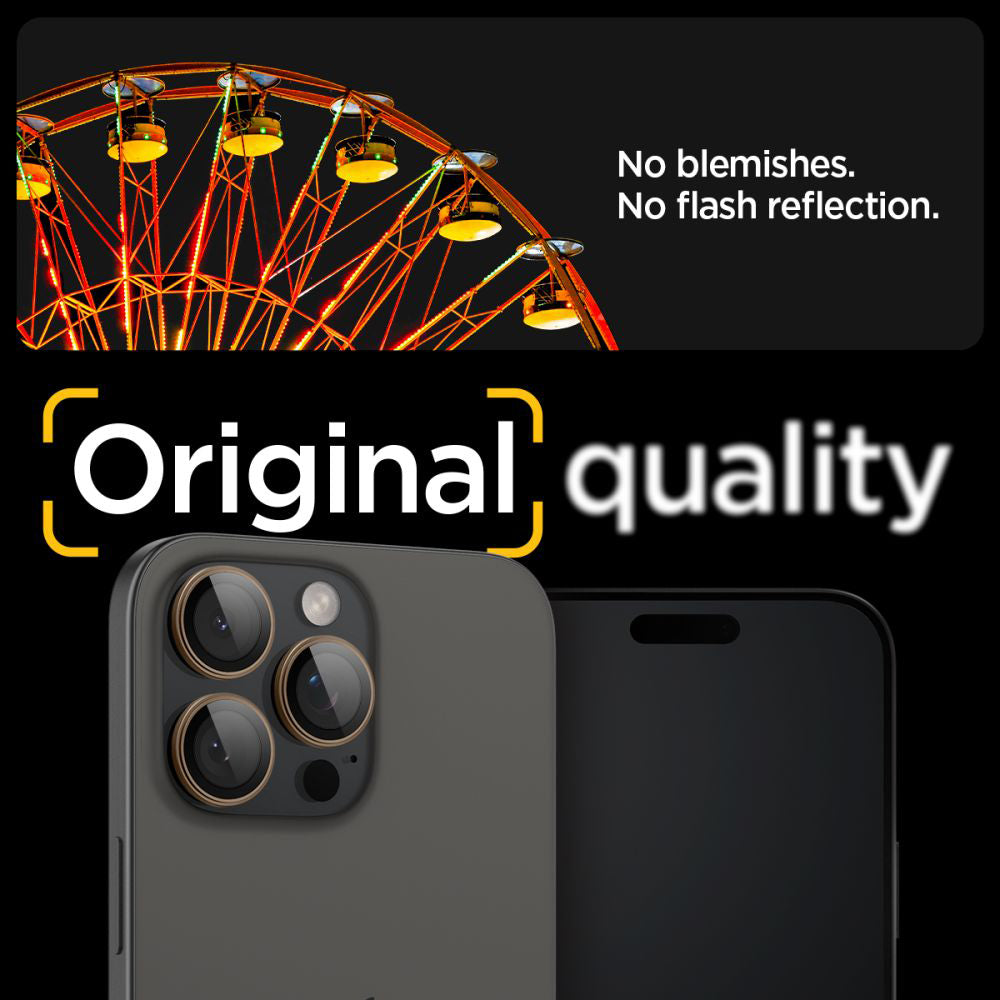 Protecție cameră Spigen Optik.tR EZ Fit Pro pentru iPhone 16 Pro (Desert Titanium) – imagine 6