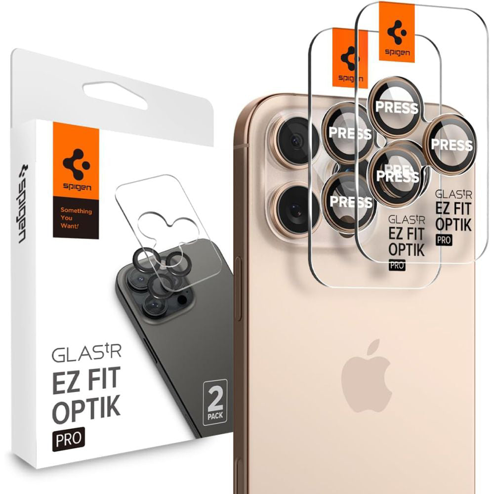 Protecție cameră Spigen Optik.tR EZ Fit Pro pentru iPhone 16 Pro (Desert Titanium) – imagine 1
