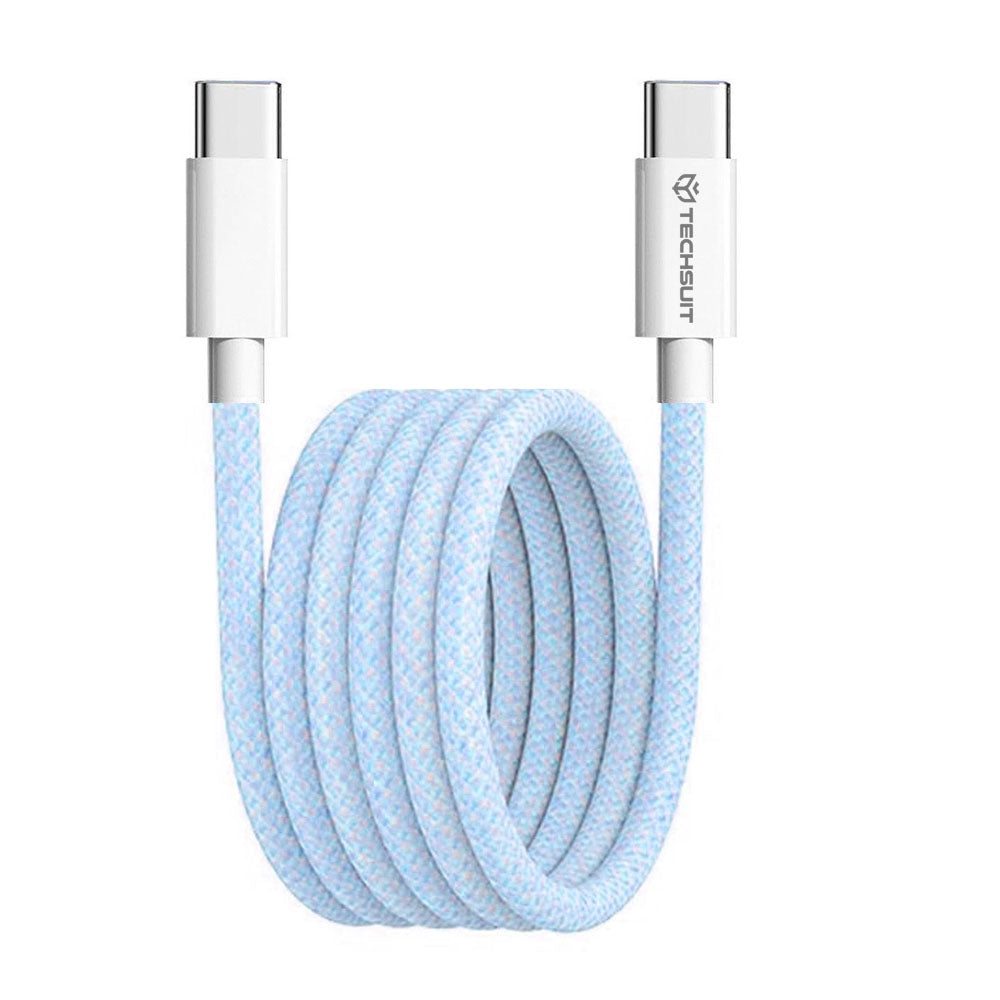 Cablu USB-C la USB-C PD 60W, flexibil, albastru – Techsuit PCB114D – imagine 1