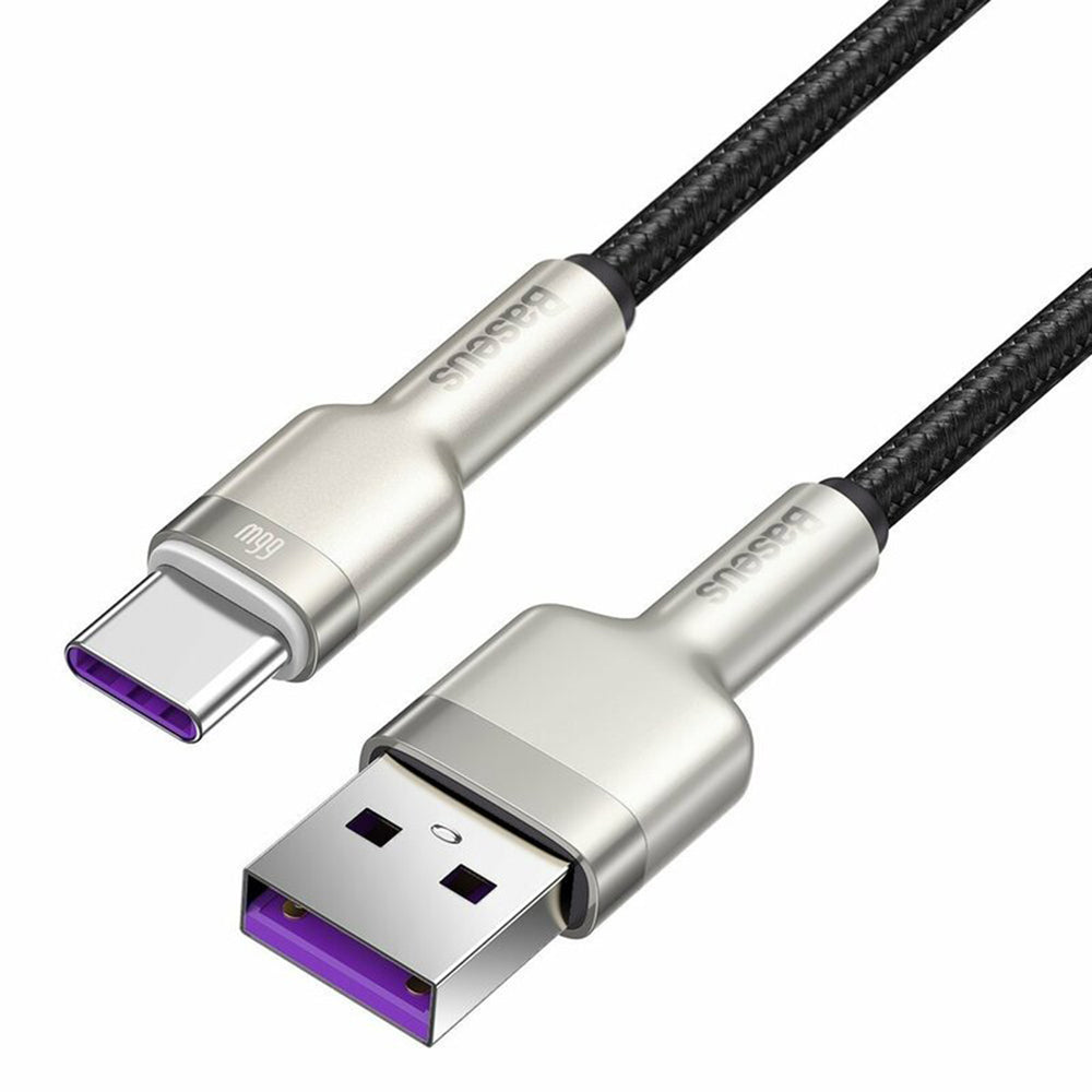 Cablu Baseus Cafule Metal USB-A la USB-C 66W, 1 m – imagine 2