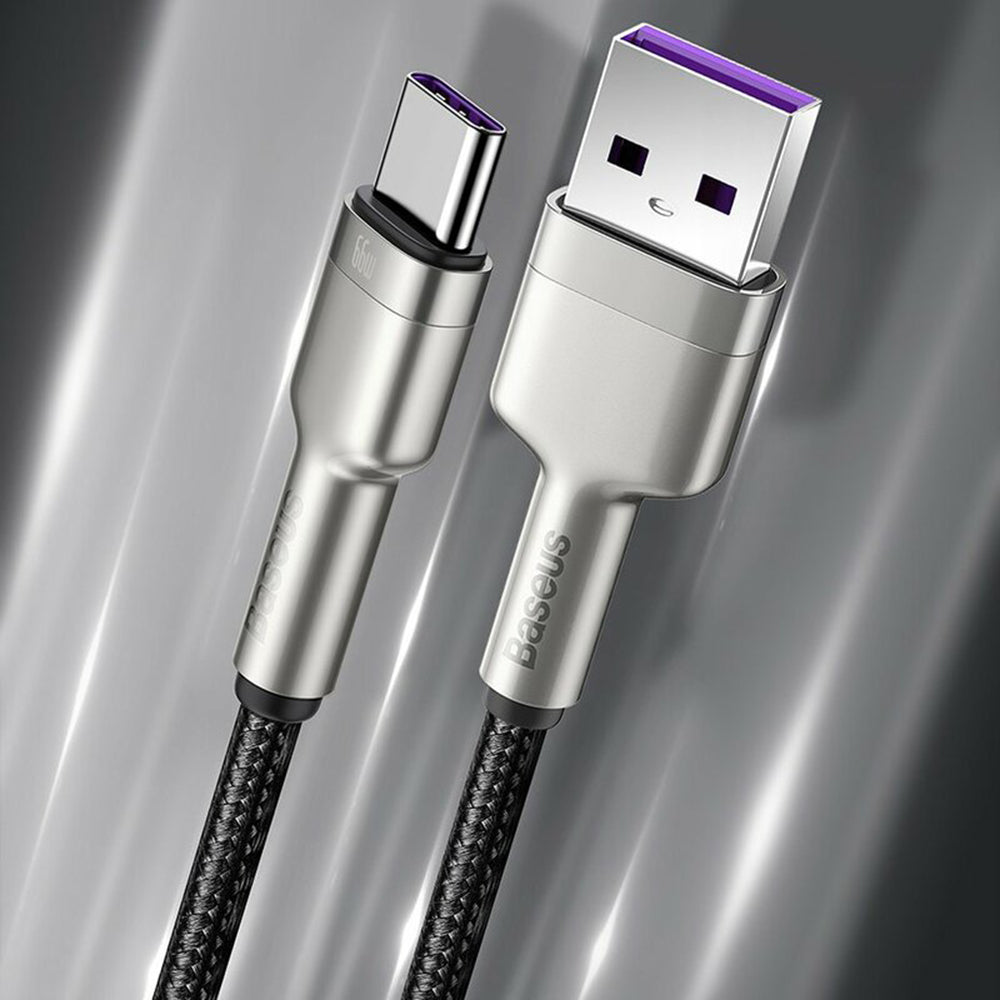 Cablu Baseus Cafule Metal USB-A la USB-C 66W, 1 m – imagine 3
