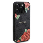 Husă Guess iPhone 16 Pro Hardcase 4G Flower Print MagSafe, negru – imagine 1