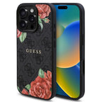 Husă Guess iPhone 16 Pro Hardcase 4G Flower Print MagSafe, negru – imagine 4