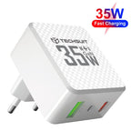 Încărcător priză compact GaN 35W, USB-C și USB, alb – Techsuit CHPD173 – imagine 1