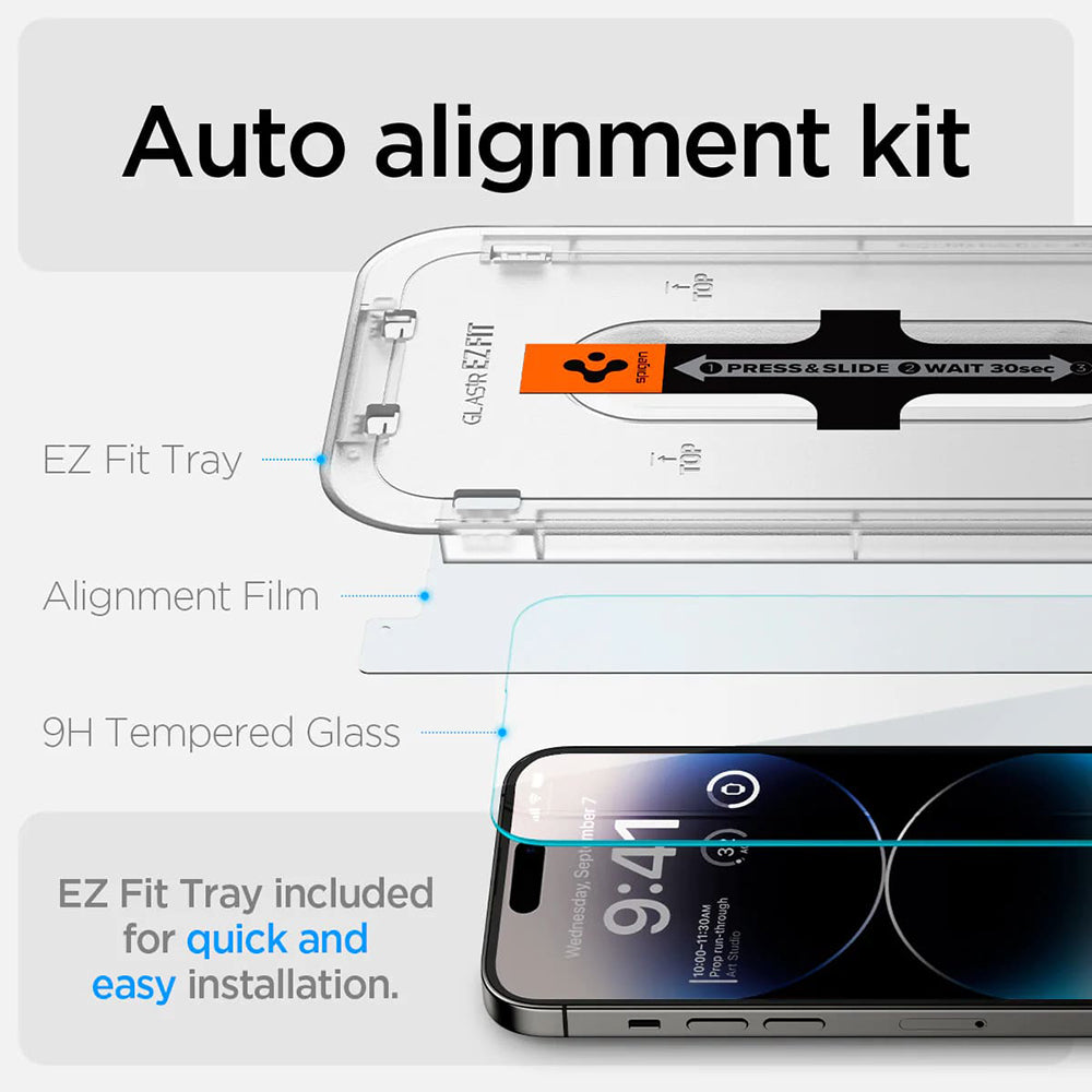 Folie de sticlă Spigen Glas.tR EZ Fit pentru iPhone 14 Pro – imagine 7