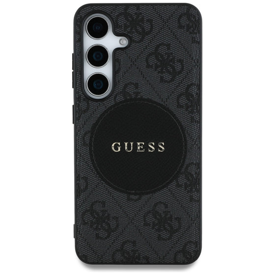 Husă Guess 4G Circle Classic Logo MagSafe pentru Samsung Galaxy S25 – negru