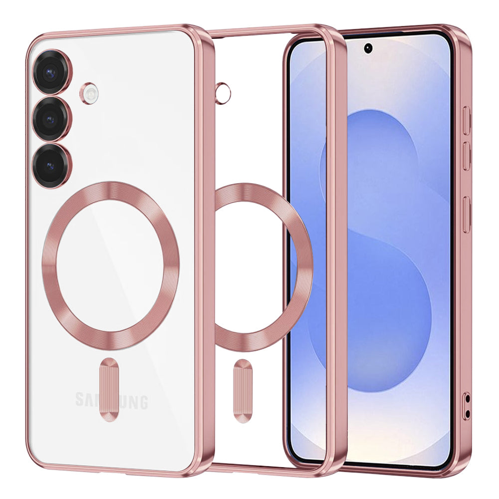 Husă transparentă Techsuit Luxury Crystal MagSafe Galaxy S25 – Roz – imagine 3