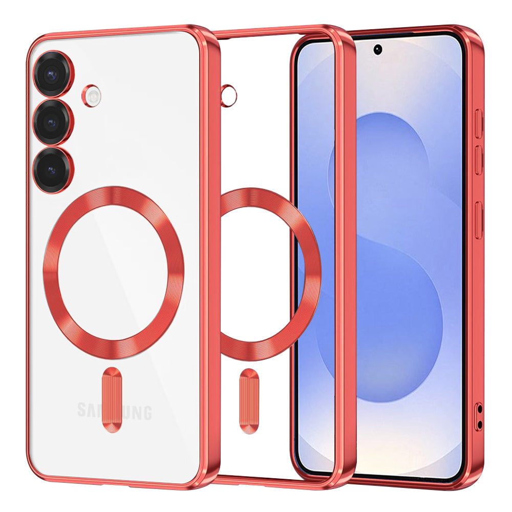 Husă transparentă Techsuit Luxury Crystal MagSafe Galaxy S25 – Roșu – imagine 2