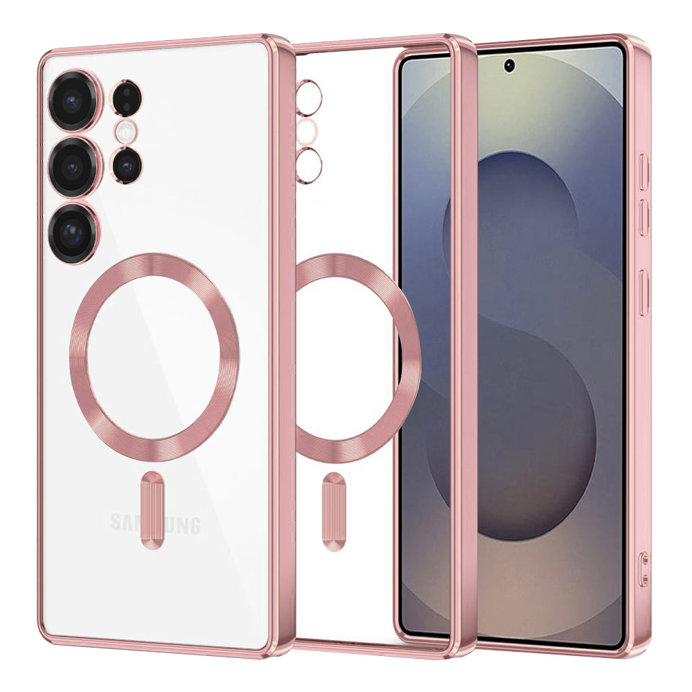 Husă transparentă Techsuit Luxury Crystal MagSafe Galaxy S25 Ultra – Roz – imagine 1