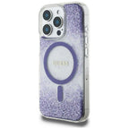Husă Guess iPhone 16 Pro Resin Bottom Glitter MagSafe, mov – imagine 3