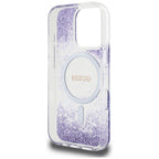 Husă Guess iPhone 16 Pro Resin Bottom Glitter MagSafe, mov – imagine 2