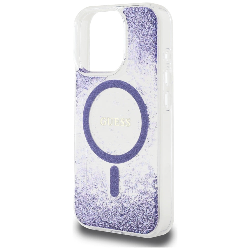 Husă Guess iPhone 16 Pro Resin Bottom Glitter MagSafe, mov – imagine 4