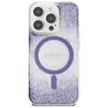 Husă Guess iPhone 16 Pro Resin Bottom Glitter MagSafe, mov – imagine 1