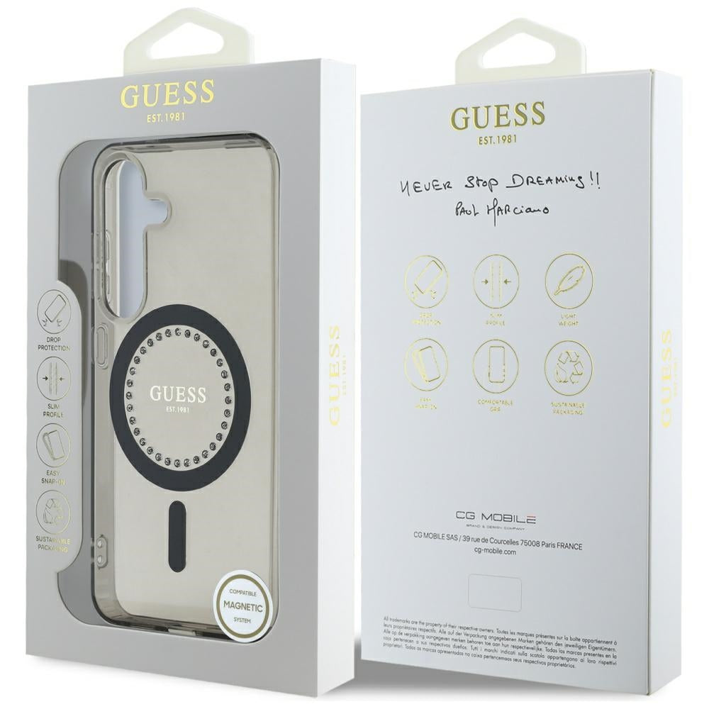 Husă Guess Samsung Galaxy S25 IML Rhinestones MagSafe, negru – imagine 7
