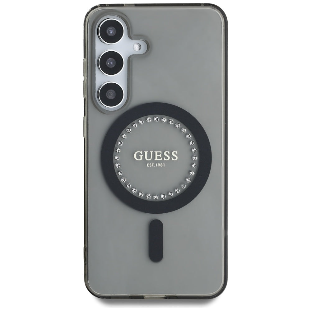 Husă Guess Samsung Galaxy S25 IML Rhinestones MagSafe, negru – imagine 1