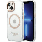 Husă Guess iPhone 15 Plus Metal Outline MagSafe, auriu – imagine 5
