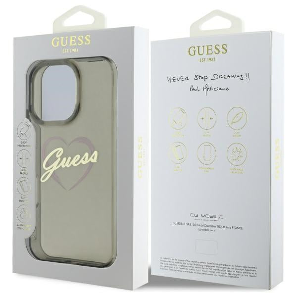 Husă Guess iPhone 16 Pro Hardcase IML Heart, negru – imagine 7