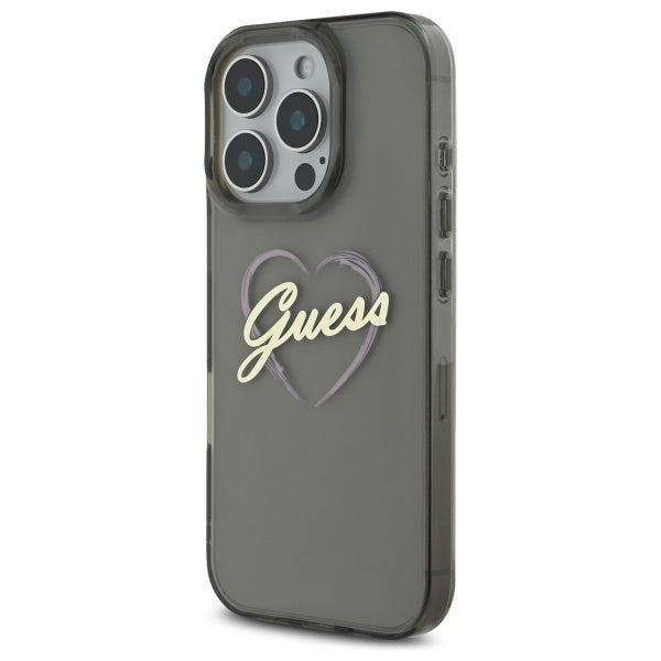 Husă Guess iPhone 16 Pro Hardcase IML Heart, negru – imagine 3