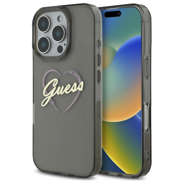 Husă Guess iPhone 16 Pro Hardcase IML Heart, negru – imagine 6