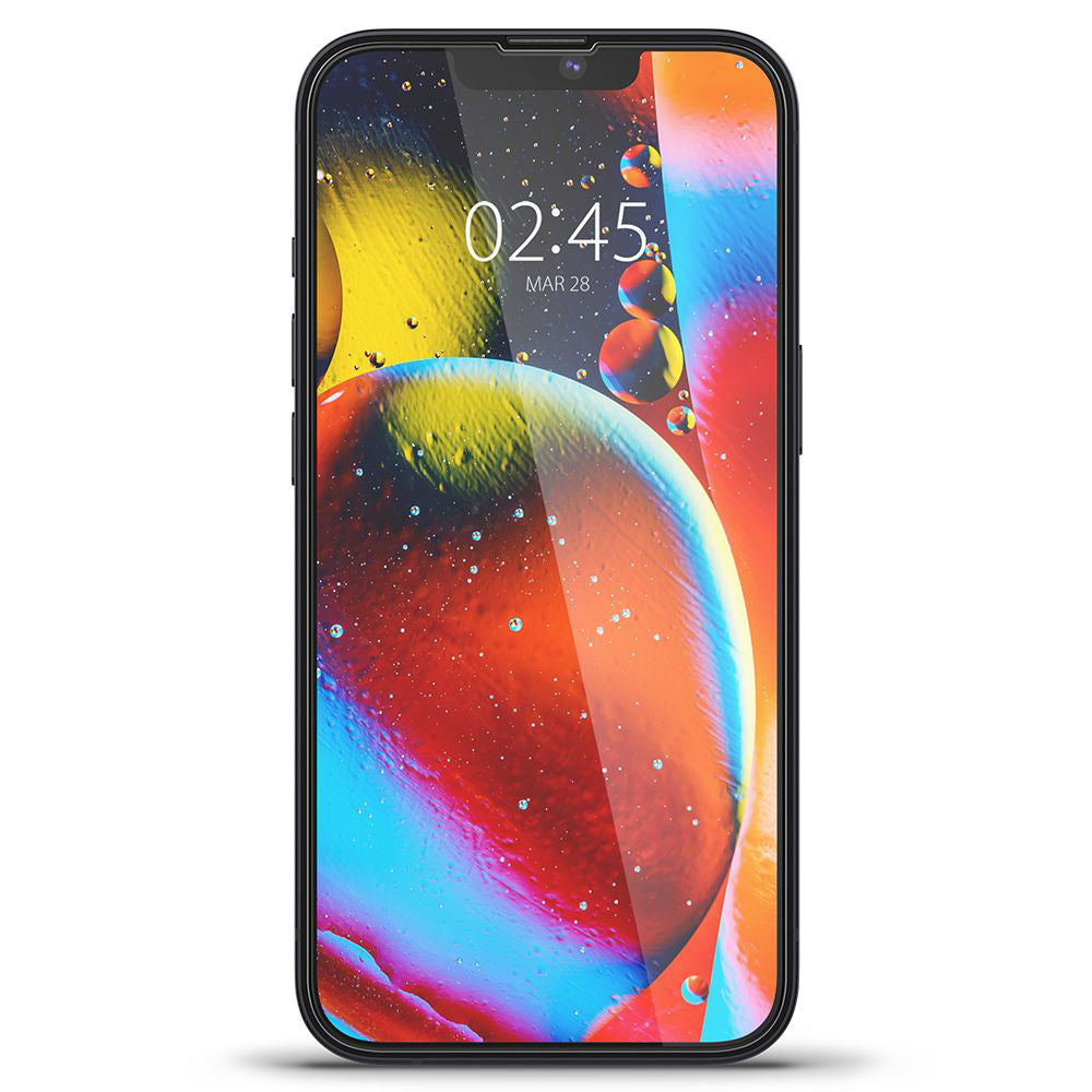 Folie de sticlă Spigen Glas.tR Slim pentru iPhone 13 / 13 Pro / 14 / 16e / 17e – Ramă neagră – imagine 8